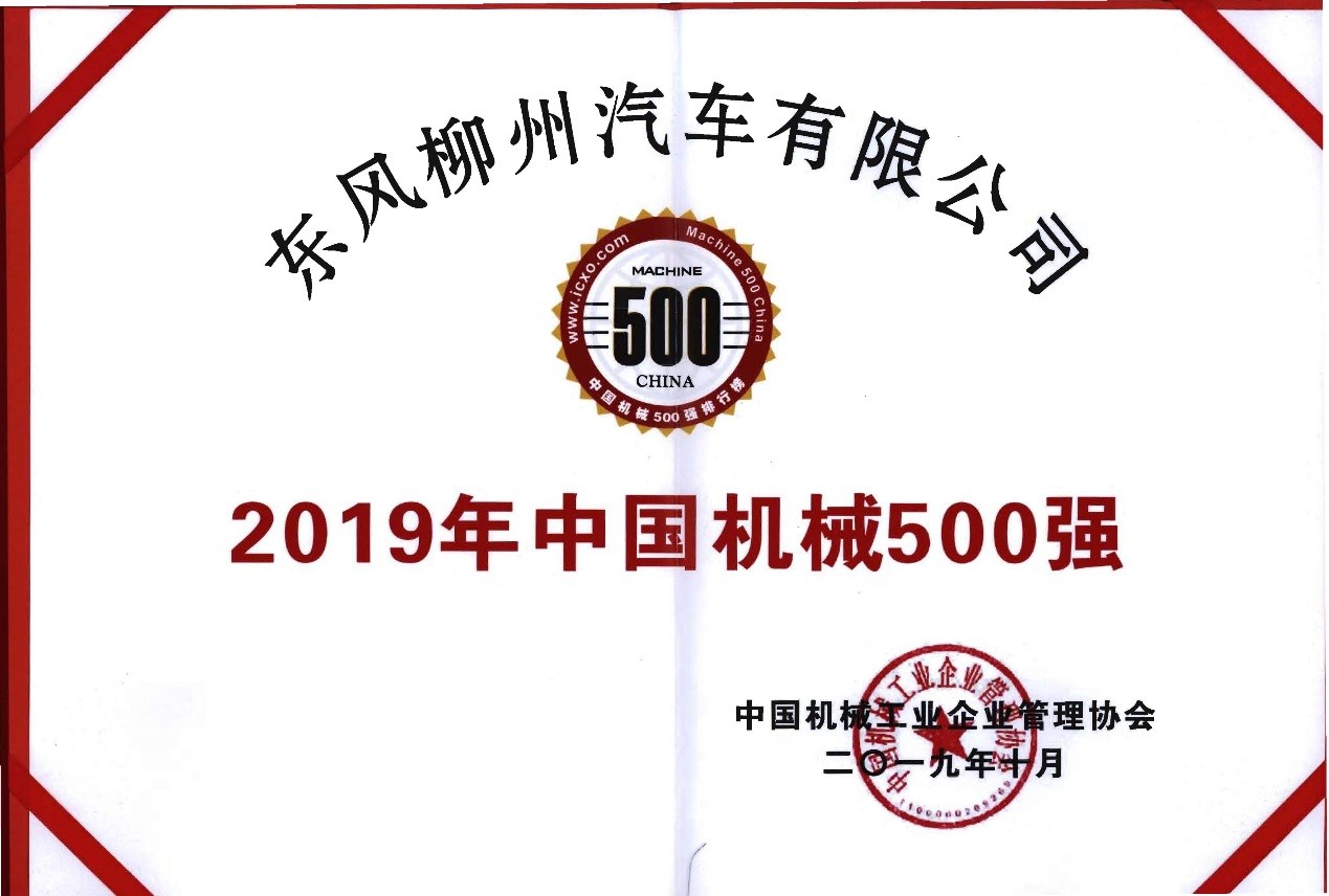 2019年中国机械500强